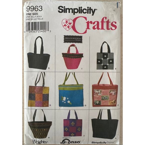 Simplicity Crafts Pattern 9963 Purses UNCUT - Picture 1 of 4